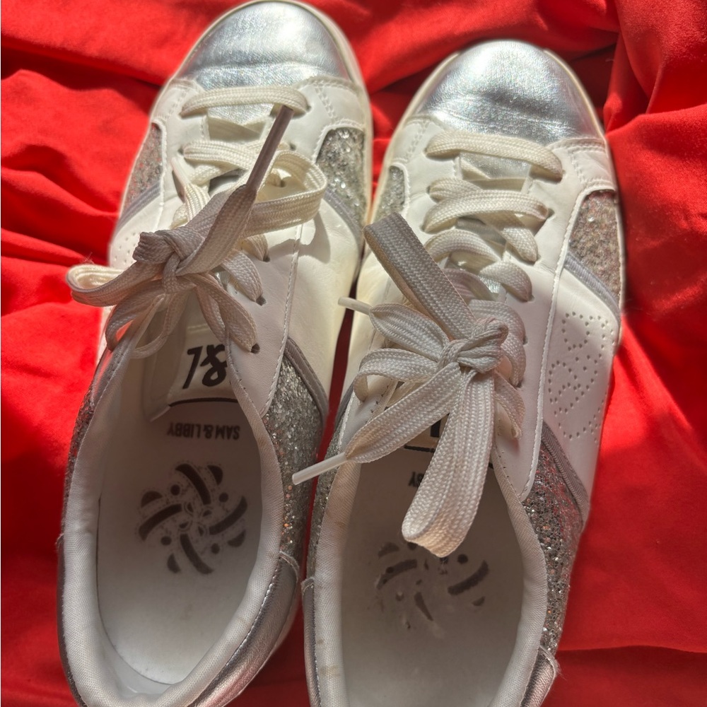 Sam & Libby Silver and White Athletic Shoes